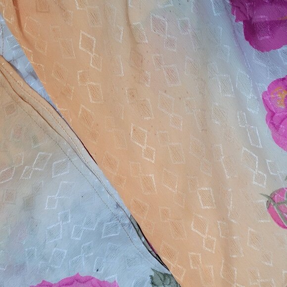 Multicolor 100% Recycled Silk Roses Lightweight Dress Tunic Top India O/S - Picture 4 of 13